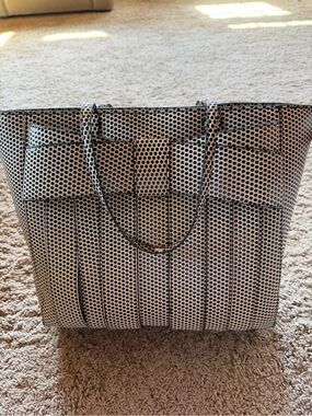 Zac Posen Black and White Perforated Tote